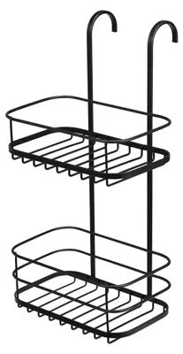 Produktbild von Croydex Schwarzer Dusch-Organizer mit 2 Ablagen, Haken über Dusch-Caddy Badezimm