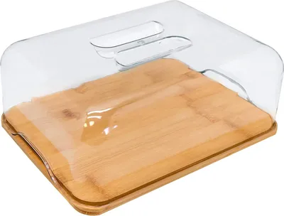 Produktbild von Käseplatte aus PVC Holzbox - Käseplatte aus Bambus zum Frischhalten von Käse