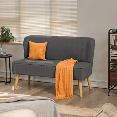 Produktbild von BEALIFE Polsterbank 119x56x78 cm aus Cord | Mit 23 cm Bodenfreiheit | Sitzbank für Flur & Schlafzimmer | Creme/Grau | AR57