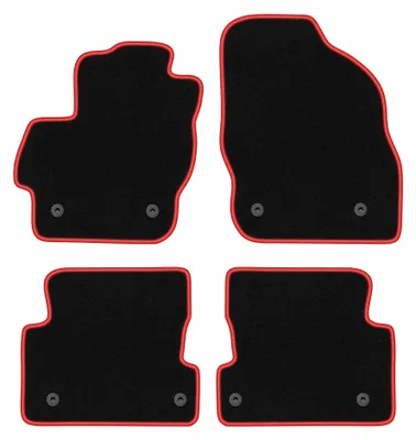 Obrázek produktu pro Velurové autokoberce pro: Mazda 3 II BL 2008-2013 (hatchback/sedan) – sada 4 ks, černo-červené, na míru – Wielganizator CARLUX