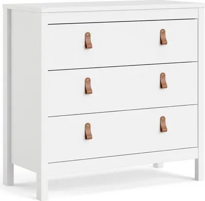 Produktbild von Weiße Kommode Madrid mit 3 Schubladen, 79,7 x 82,3 x 38,4 cm