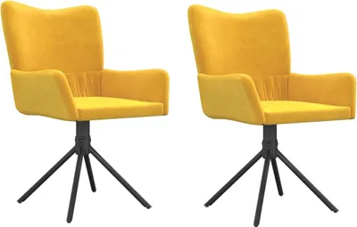Obrázek produktu pro vidaXL Židle do jídelny 2 ks. Otočné žluté sametové
