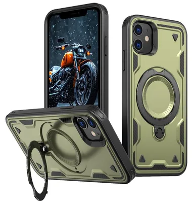 Produktbild von iPhone 11 / XR Hülle - Coverup Armor Back Cover met MagSafe Compatible Kickstand - Grün