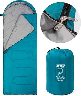 Produktbild von Schlafsack für Camping Outdoor Deckenschlafsack Sommer Wasserdicht Ultraleicht Kleines Packmaß Tragetasche 210x75cm Türkis