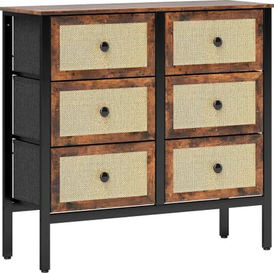 Produktbild von Kommode fürs Schlafzimmer - Schubladenschrank - 6 faltbare Schubladen - Rustikbraun