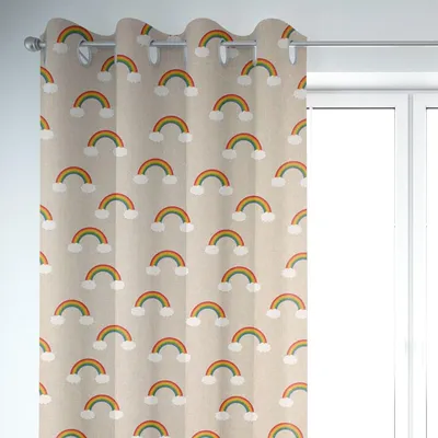 Produktbild von SCHÖNER LEBEN. Vorhang Over the Rainbow Regenbogen Wolken natur bunt 2 Aufhängung Ösen