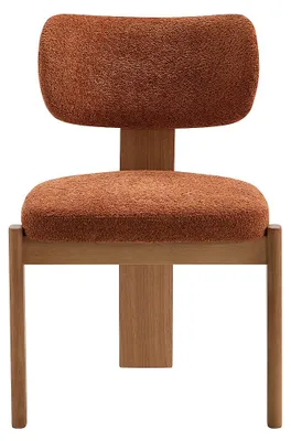 Produktbild von 2er-Set Stühle aus Bouclé-Stoff und Kautschukholz - Terracotta WILANA