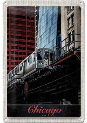 Produktbild von Blechschild Reise 20x30cm Chicago USA Amerika Bahn Hochhaus