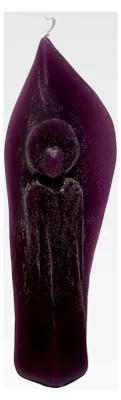 Produktbild von Engelkerze 23 cm violett lila mit Resten von Kirchenkerzen als Trostgeschenk oder Trauerkerze