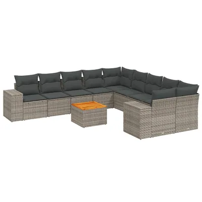 Produktbild von vidaXL 11-tlg. Garten-Sofagarnitur mit Kissen Grau Poly Rattan