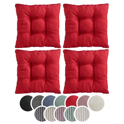 Produktbild von sleepling – 4er Set Stuhlkissen, Sitzkissen, weicher Möbelstoff, 38 x 38 cm, 7 cm, rot