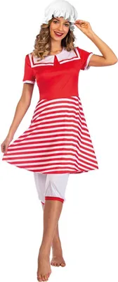 Historischer Badeanzug 20er Kleid mit Haube für Damen Gr. S-XL rot-weiß Beachparty Neptunfest Fasching Karneval Mottoparty