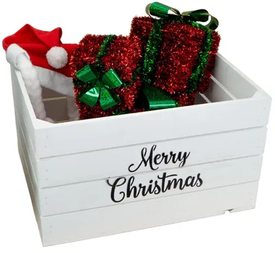 Produktbild von Obstkiste weiss Merry Christmas