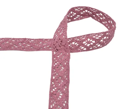 Baumwoll-Spitze 3 m x 20 mm Zierband Klöppeloptik Häkelborte Klöppelspitze Dekospitze mauve