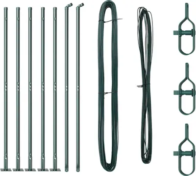 Image de vidaXL Poteaux de clôture 7 pcs vert acier