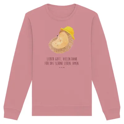 Produktbild von Mr. & Mrs. Panda Bio Baumwoll Pullover Igel Beten Größe L - Canyon Pink - Geschenk, Sweatshirt, Nachhaltiger, Lustige Sprüche, Gott, Leben, Pulli, Sonnenhut, Sweater