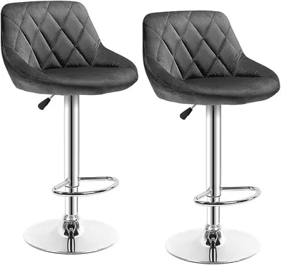 Produktbild von 2er Set Barhocker Barstuhl Höhenverstellbar 360 ° Schwenkbar Tresenhocker mit Fußstütze für Bar Bistro Café Küche