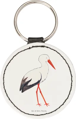 Produktbild von Mr. & Mrs. Panda Anhänger Storch - Weiß - Geschenk, für schlüssel, Mutter, Schlüsselanhänger Bunt, Störche, Taschenanhänger, Baby, Bedruckt, Geburt, Gute Laune