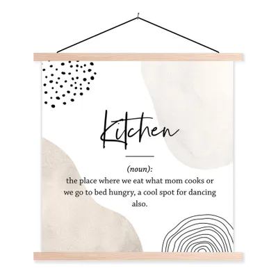 Produktbild von MuchoWow® Textilposter Sprichwörter - Küche - Definition der Küche - Zitate - Wörterbuch 40x40 cm mit holzfarbenen Rahmen - Posterleiste
