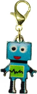 Produktbild von Roboter Charm Miniblings Zipper Anhänger Bettelanhänger Maschine Metall blau