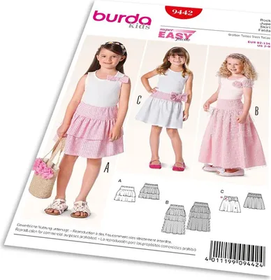 Image de Patron Burda 9442 - Jupe simple pour enfant, jupe en tulle