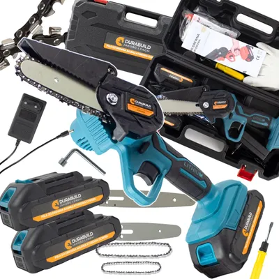 Produktbild von Mini Kettensäge Akku 6 Zoll, 21V Handkettensäge mit automatischer Kettenschmierung, 2 Akkus & 2 Ketten, Astsäge kabellos für Baumschnitt, Brennholz &