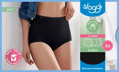 Immagine prodotto di Sloggi maxi donna, confezione da 3 - 24/7 Cotone, monocolore nero 50