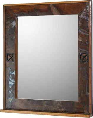 Image de MASSIVMOEBEL24 | Miroir de salle de bain 68x79cm - Bois recyclé laqué (Multicolore) - NATURE OF SPIRIT #104