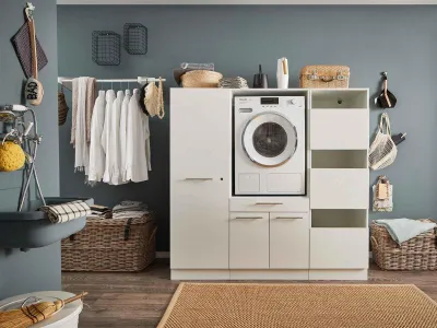 Produktbild von Waschmaschinenumbauschrank >LAUNDREEZY< in weiß - 167,5x162x67,5 (BxHxT)