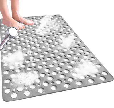 Immagine prodotto di Tappetino da doccia antiscivolo, antimuffa, 90 x 60 cm, grigio, lavabile in lavatrice