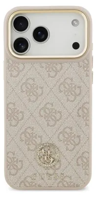 Produktbild von Guess 4G Strass Logo & Big Strap Metal Buttons MagSafe Hülle für iPhone 17 Pro Max - Pink