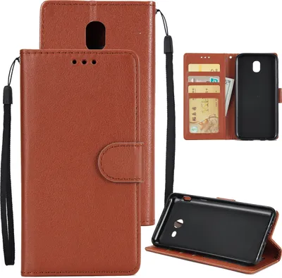 Produktbild von Für Samsung J7 PLUS/J7+ Full Protective Clip Case Cover PolyurethanStylish Shell mit Karte Slot braun