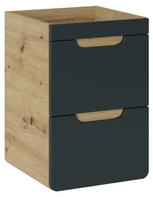 Produktbild von Hängeschrank unter dem Waschbecken ARVIDA - Farbe Eiche - Front Grau - 2 Schubladen - 40 x 59 x 41 cm