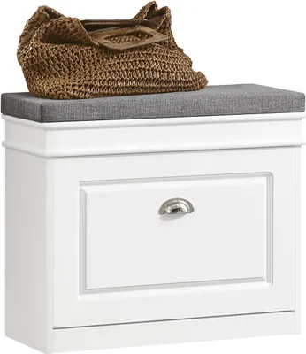 Image de SoBuy Shoe Bench Meuble à chaussures avec assise rembourrée et coussin Banc à chaussures 60x24x51cm - Blanc
