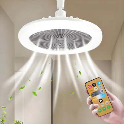 Image de Ventilateur de plafond avec lampe LED 30 W E27 Télécommande Silencieux 3 couleurs de lumière 30 cm