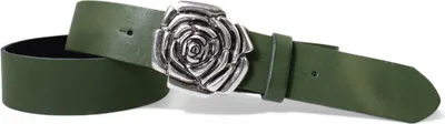 Produktbild von Ledergürtel Damen Echtleder 4 cm, Rosen-Schnalle altsilber, Motiv, FRONHOFER