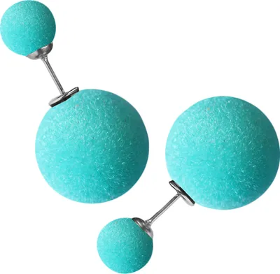 Produktbild von Doppelperlen Ohrstecker mit Filz Farbe - Türkis