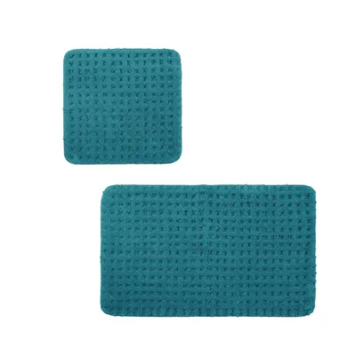 Produktbild von PANA® Bademattenset aus Mikrofaser - versch. Farben & Größen, Größe:45 x 45 cm ohne WC Ausschnitt + 50 x 80 cm, Farben:Türkis