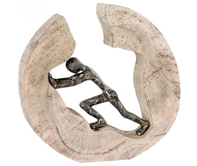 Image de Casablanca Skulptur, rund, "Pushing", Aluminium, Mangoholz, naturfarben, , L. 6 cm, B. 28 cm, H. 29 cm 71805