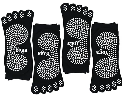 Productafbeelding van Antislip Yoga Sokken voor Dames, 4 Paar met Rubberzolen