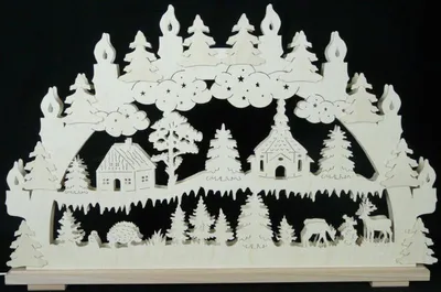 Produktbild von Schwibbogen mit Seiffener Kirche und Beleuchtung BxHxT 70x45x7cm NEU