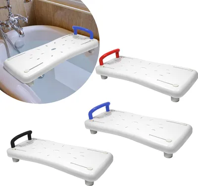 A collage of bath boards for bathtubs, with one shown in a bathtub and others displayed separately.