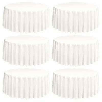 Productafbeelding van Ronde tafelkleden, 6 stuks, ivoorwit, 228 cm, polyester, wasbaar en kreukvrij