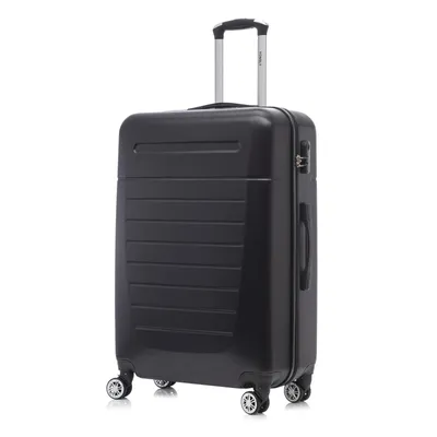 Produktbild von Koffer Trolley Reisekoffer Suitcase, Rollkoffer Handgepäck ,mit 4 Rollen360°, Hartschalenreisekoffer, Zahlenschloss, Weicher Gummigriff(M, Schwarz)