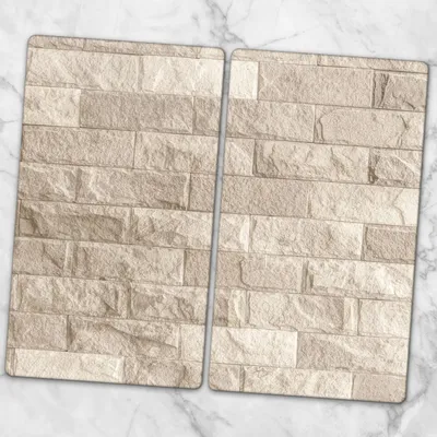 Produktbild von Glas-Herdabdeckplatten Glaskeramikkochfeld-Abdeckung Spritzschutz Glas 2x30x52 cm - Weißer Ziegel