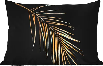 Produktbild von MuchoWow® Outdoor Kissen - Pflanzen - Gold - Schwarz - Blätter - Luxus - 50x30 cm - Wetterfest - Lounge Kissen - Sofa kissen - Wohnzimmer Dekoration