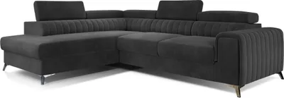 Produktbild von Ecksofa mit Schlaffunktion und Bettkasten, Couch für Wohnzimmer, Schlafsofa Sofagarnitur L-Form Wohnlandschaft mit Bettfunktion 278x92x205 cm OLIVIER (Links, Grau - Monolith 87)