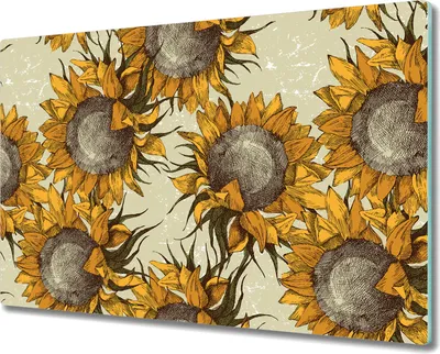 Produktbild von Glas-Herdabdeckplatte Glaskeramikkochfeld-Abdeckung Spritzschutz - 80x52 cm - Sonnenblumen Bunte