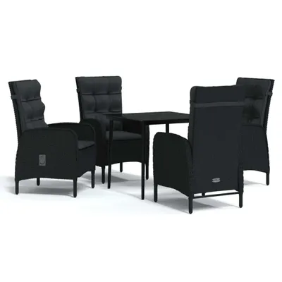 Image de vidaXL Ensemble de jardin 5 pièces avec coussins Noir