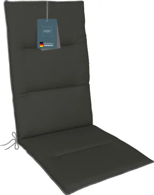 Produktbild von LILENO HOME Gartenstuhl Auflagen als [1er Set - Hochlehner] in Anthrazit + Keder Grau - bequeme Liegen als Sitzauflagen für Gartenmöbel - Stuhlkissen für Gartenstühle und Klappstühle